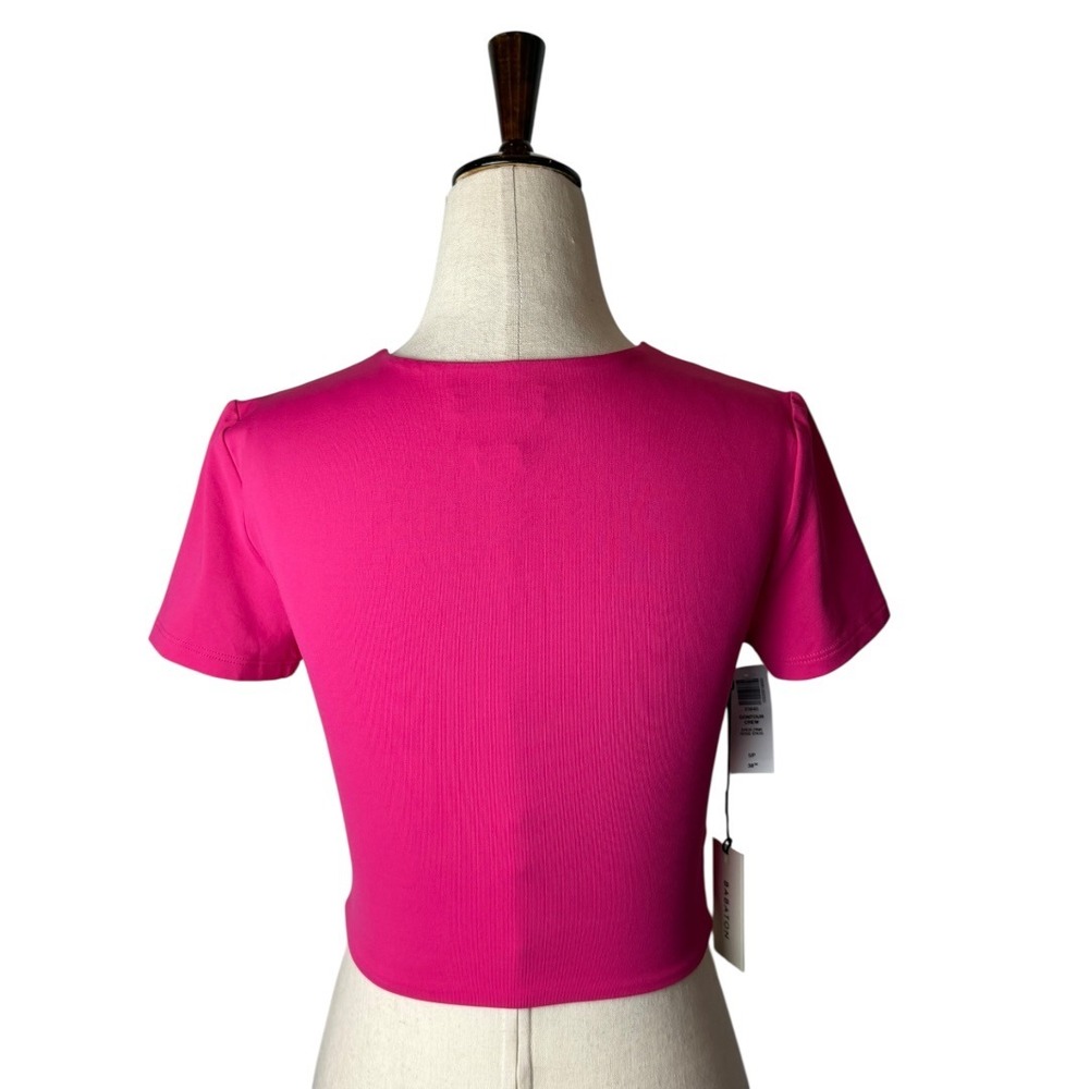 Babaton‎ Shirt Women Small Pink Contour Crew Ribcage Tee Crop Top NWT - Picture 3 of 13